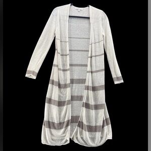 CAbi Cream and Brown Striped Cardigan